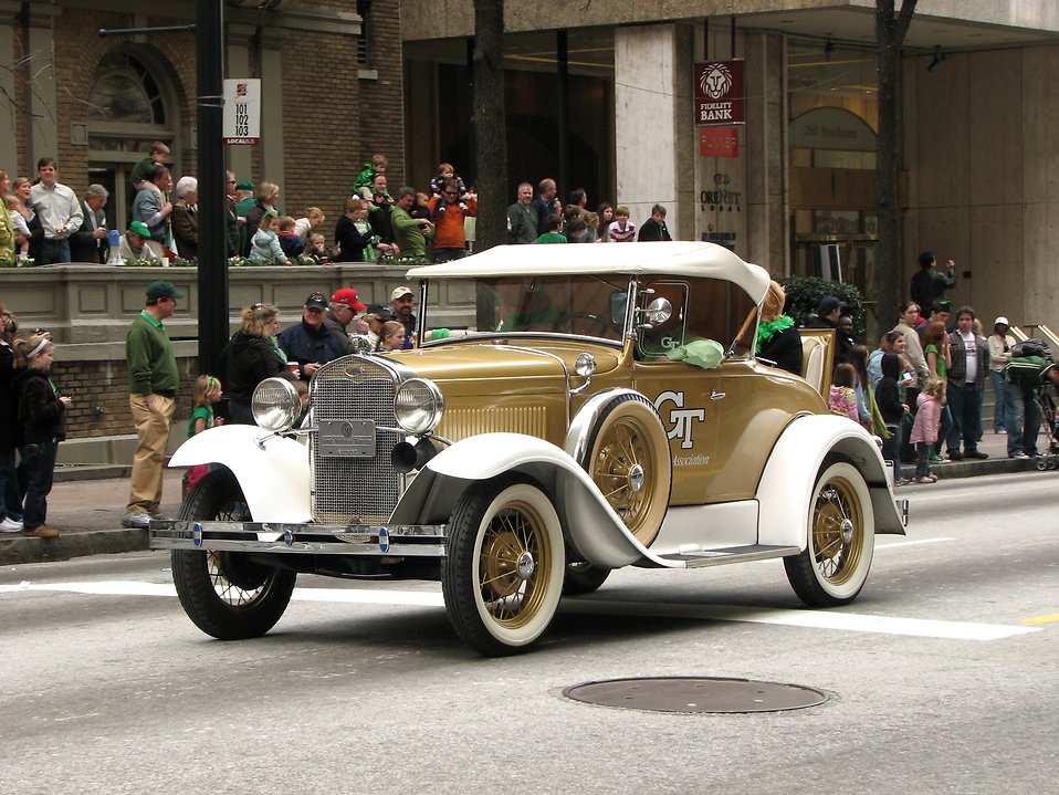 An Antique Car In The 2010 Saint Patricks Day Parade In Atlanta Georgia