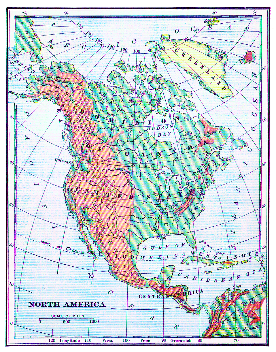 map of north american states. Vintage map of North America.