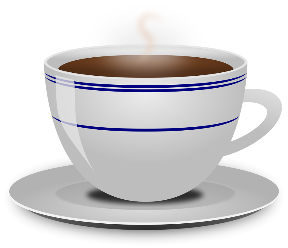 Illustration of a hot cup of coffee with a transparent background.
