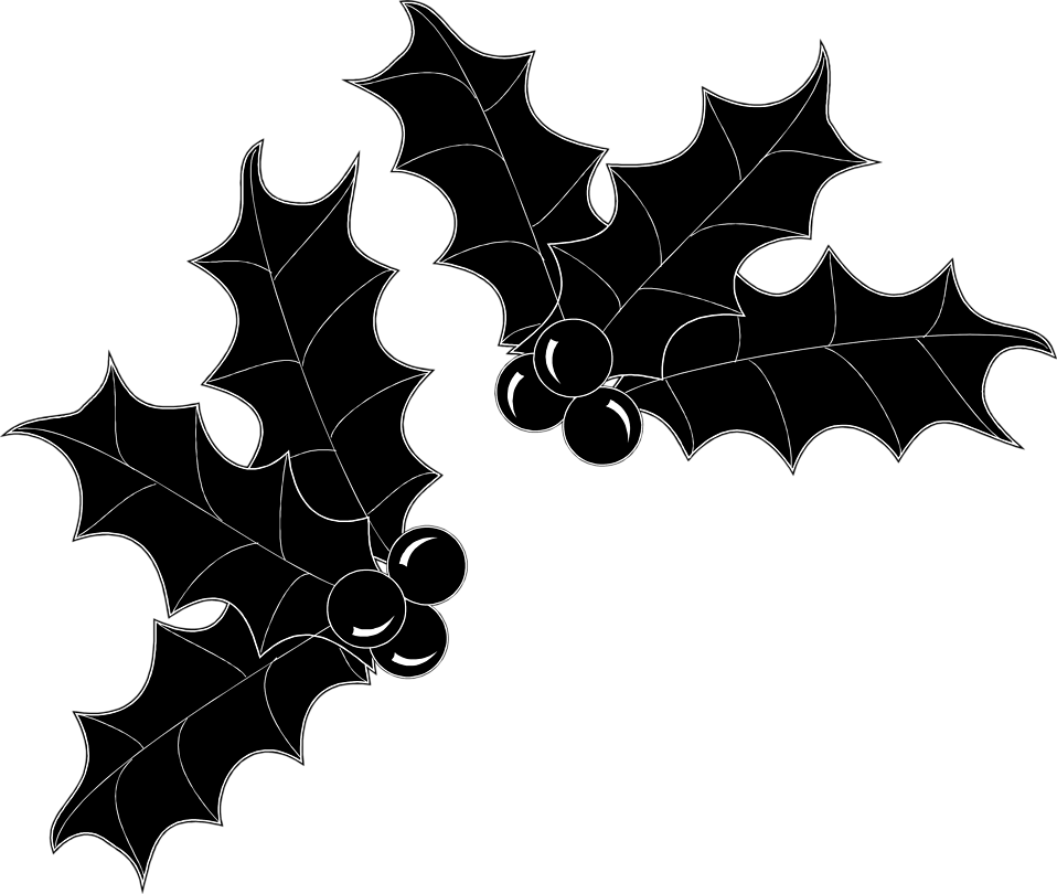 free black and white holly clip art - photo #9