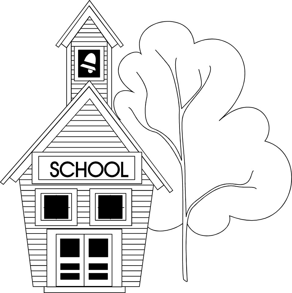 free black and white school house clipart - photo #4