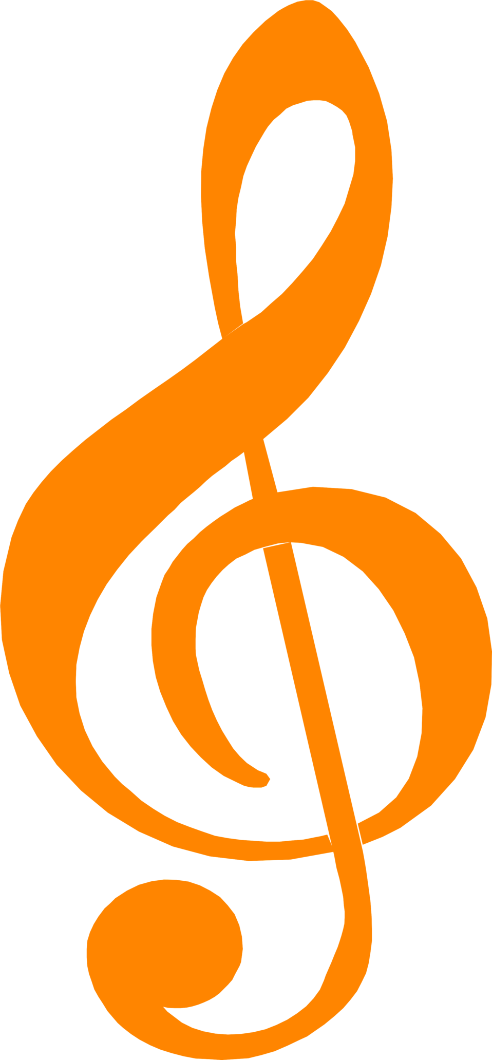 Illustration Of An Orange Treble Clef Music Symbol