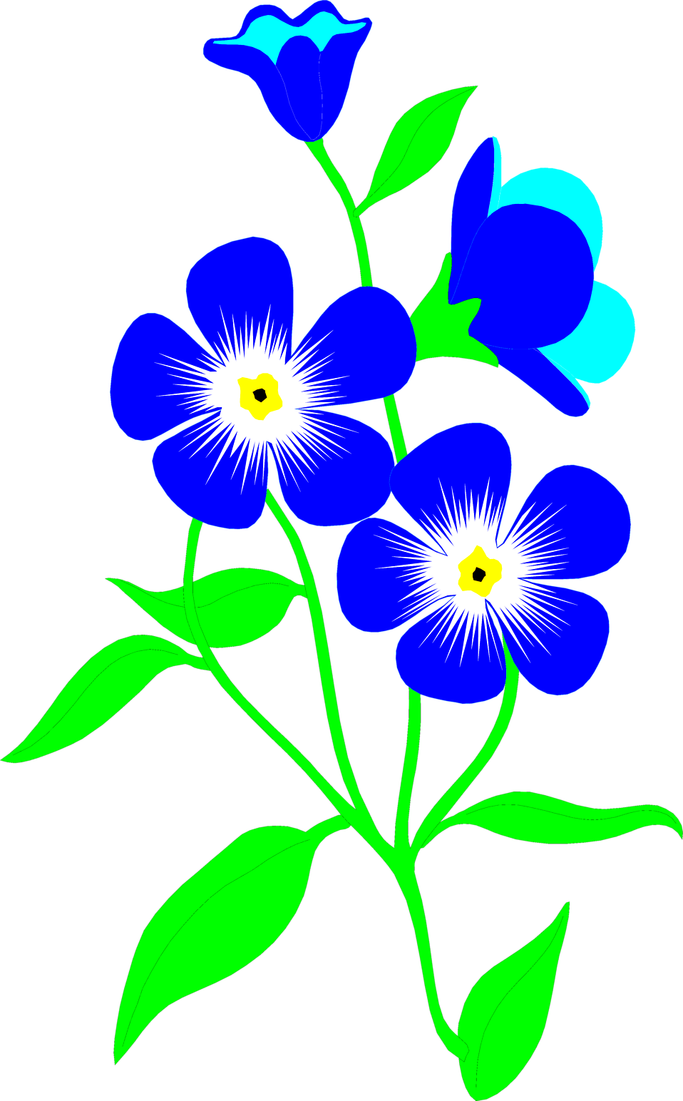 blue flowers clip art. Keywords: Blue, Clip Art,