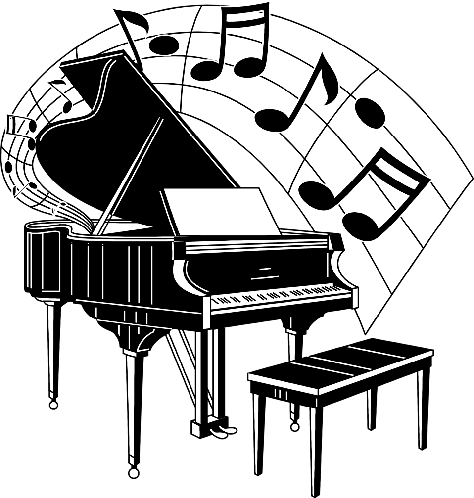 Illustration Of A Piano With Music Notes