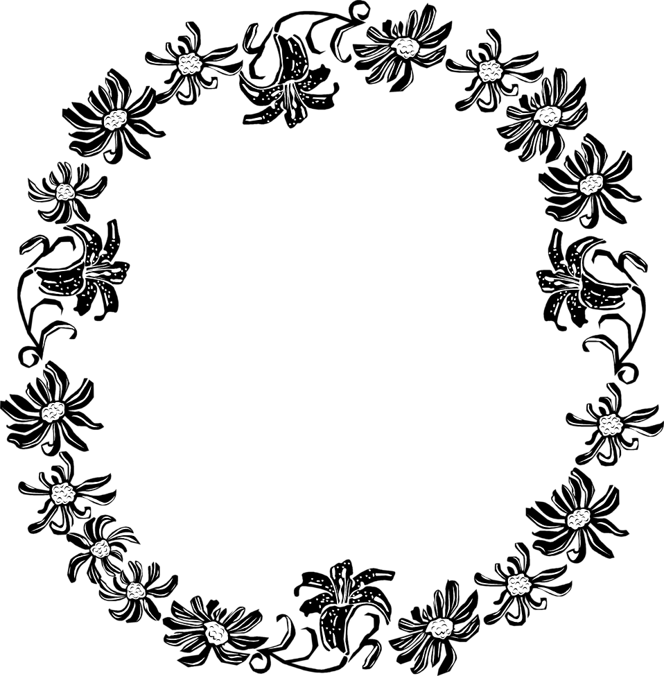 clipart flowers black and white borders - photo #24