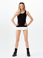 Free Stock Photo: A beautiful blonde in exercise shorts isolated on a white background