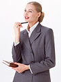 Free Stock Photo: A beautiful blonde businesswoman in a suit isolated on a white background