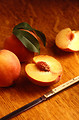 Free Stock Photo: Sliced and whole flavorcrest peaches