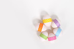 Free Stock Photo: Six Easter eggs with ribbons isolated on a white background