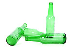 Free Stock Photo: Empty green beer bottles isolated on a white background