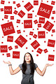 Free Stock Photo: A beautiful girl enjoying sales signs