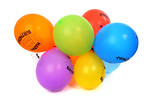 Free Stock Photo: Colorful birthday balloons isolated on a white background