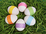 Free Stock Photo: Easter eggs with ribbons on grass