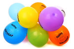 Free Stock Photo: Colorful birthday balloons isolated on a white background