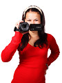 Free Stock Photo: A beautiful woman with a video camera