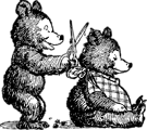 Free Stock Photo: Illustration of cartoon bears giving a haircut