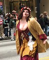 Free Stock Photo: A medieval costumed woman blowing a kiss in the 2010 Saint Patricks Day Parade in Atlanta, Georgia