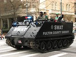 Free Stock Photo: An armored SWAT vehicle in the 2010 Saint Patricks Day Parade in Atlanta, Georgia