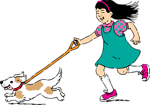 Free Stock Photo: Illustration of a girl walking a dog