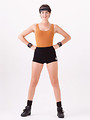 Free Stock Photo: A beautiful brunette exercising on a white background