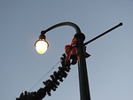 Free Stock Photo: Light post decorated for Christmas