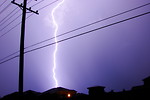 Free Stock Photo: Lightning striking over a house