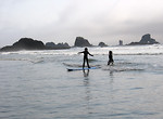 Free Stock Photo: Young girls surfing on the ocean