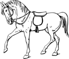 Free Stock Photo: Illustration of a walking horse in black and white