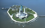Free Stock Photo: Aerial view of the Statue of Liberty monument on Liberty Island