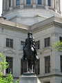 Free Stock Photo: Statue of a man on a horse at the Georgia State Capitol building in Atlanta, Georgia