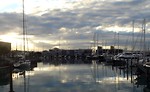 Free Stock Photo: Boats in a harbor during sunset