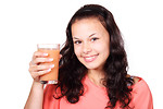Free Stock Photo: A beautiful woman holding a glass of juice
