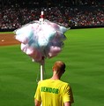 Free Stock Photo: A cotton candy vendor at a baseball game