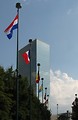 Free Stock Photo: A building surrounded by various country flags