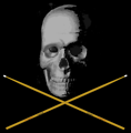 Free Stock Photo: Illustration of a skull and crossed drumsticks