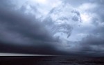 Free Stock Photo: Storm clouds above the ocean at night