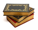 Free Stock Photo: An stack of old books isolated on a white background