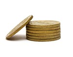 Free Stock Photo: A stack of gold coins isolated on a white background
