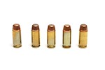 Free Stock Photo: A line of bullets isolated on a white background
