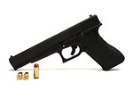 Free Stock Photo: A Glock 24 pistol with ammo on a white background