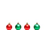 Free Stock Photo: Red and green Christmas ornaments isolated on a white background