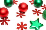Free Stock Photo: Red and green Christmas ornaments isolated on a white background
