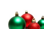 Free Stock Photo: Green and red Christmas ornaments isolated on a white background