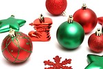 Free Stock Photo: Green and red Christmas ornaments isolated on a white background