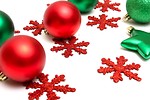 Free Stock Photo: Red and green Christmas ornaments isolated on a white background