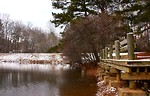 Free Stock Photo: A snow covered dock by a lake