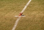 Free Stock Photo: A football in a tee on a field