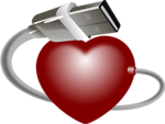 Free Stock Photo: Illustration of a red heart with a USB cable