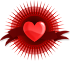 Free Stock Photo: Illustration of a red heart with rays and a banner