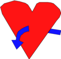 Free Stock Photo: Illustration of a red heart with a blue curved arrow